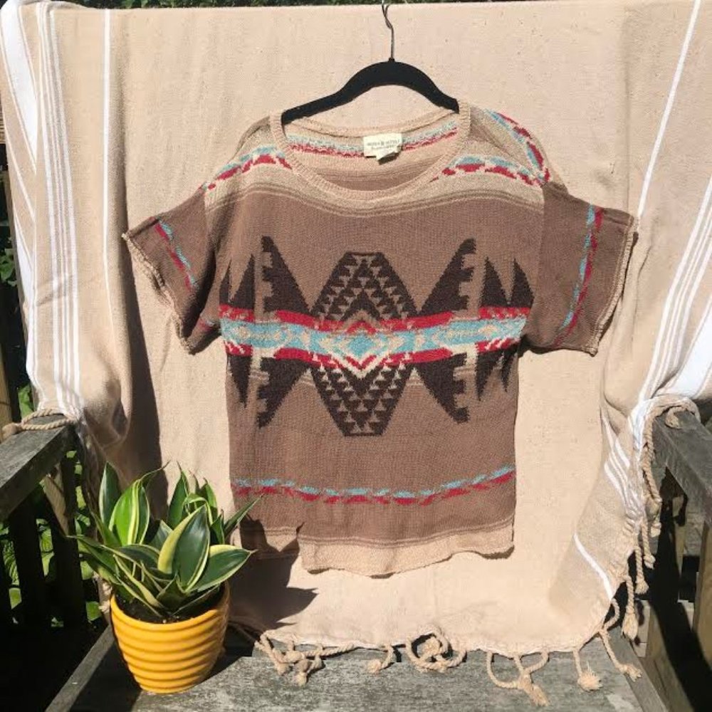 Ralph Lauren Short Sleeve Boho Sweater